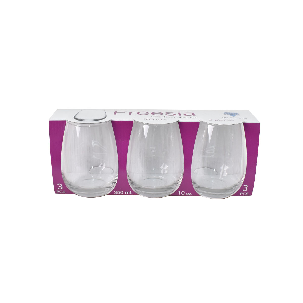 Glass cups for juice, 3 pieces, model PMO37D