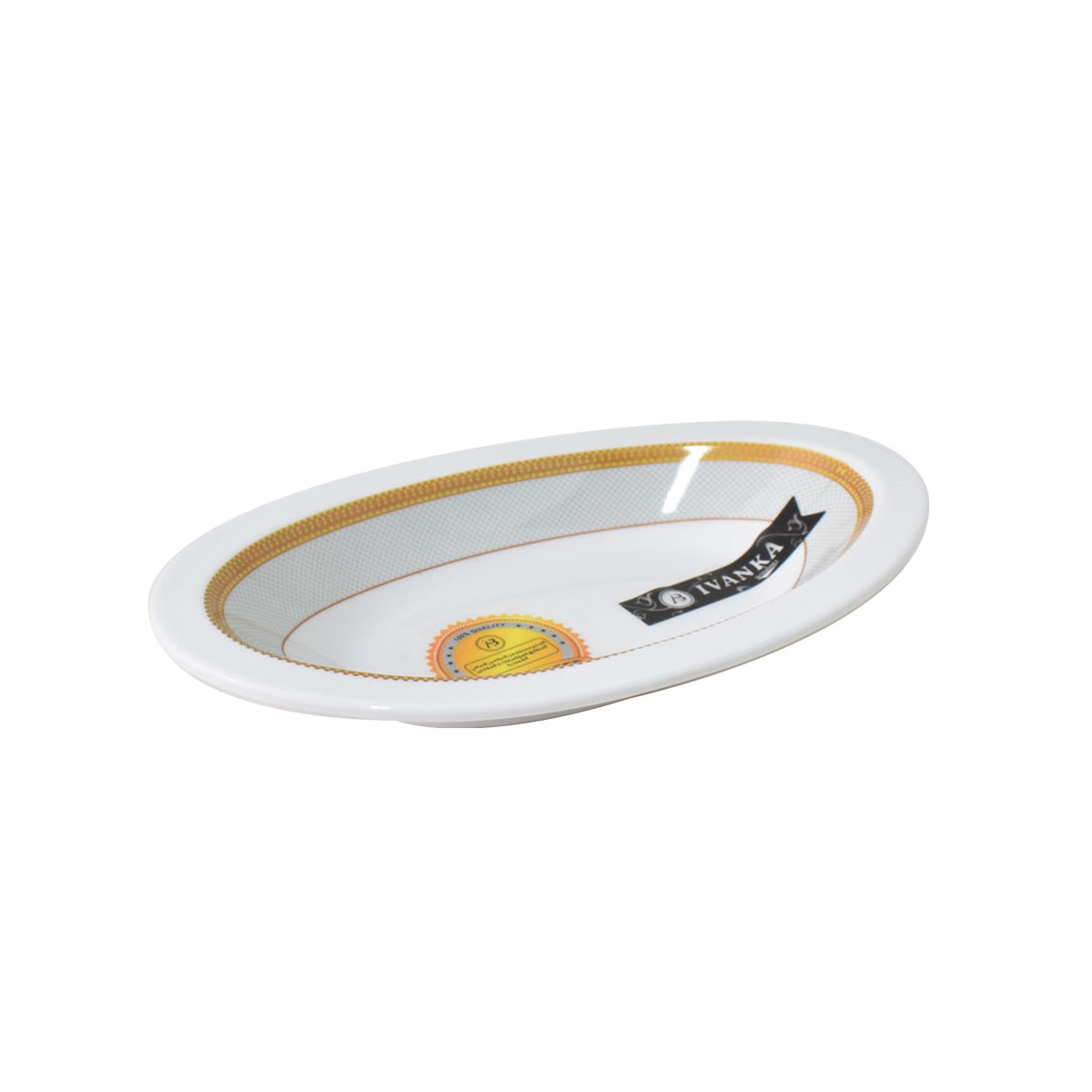 Melamine oval deep plate 19 x 11.5 cm, gilded, model 1742